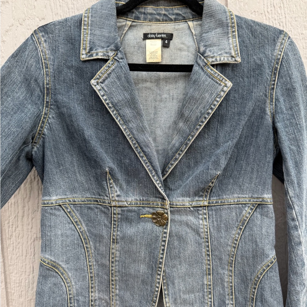 Daisy Fuentes Blue Denim Jean Jacket - Picture 2 of 5